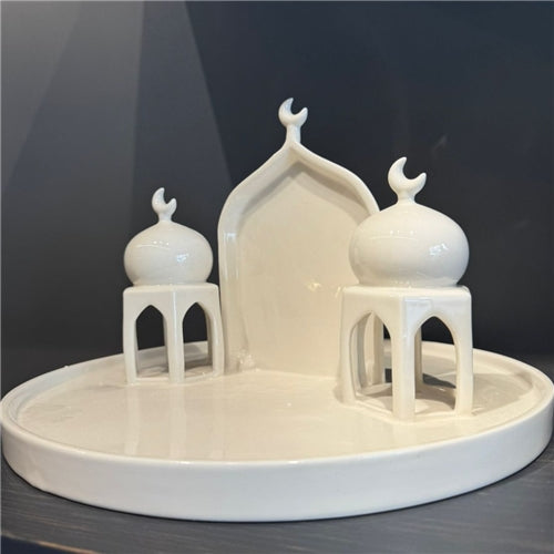 Mosque plate - white ceramic