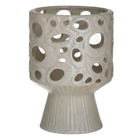 CERAMIC PERFORATED VASE BEIGE 2