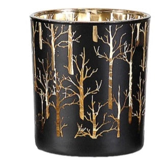 Glass black candle holder w/tree L