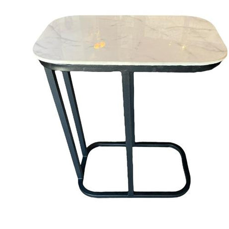 White porcelain serving table (black legs)