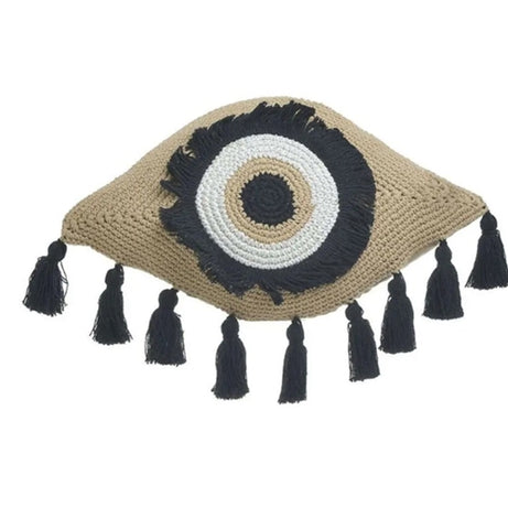 MACRAME CUSHION EYE WITH FLASHES BEIGE/BLACK