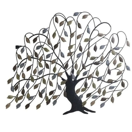 METAL WALL DECO TREE BLACK/SILVER/GOLDEN