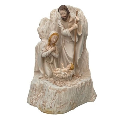 Holy family statue with rock base