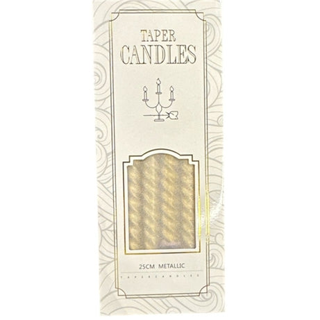 Gold taper candles metallic 25 cm