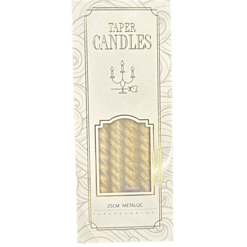 Gold taper candles metallic 25 cm