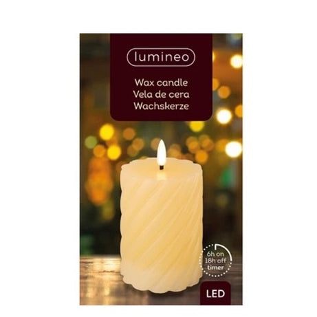LED wick candle wax twisted w melted top steady BO indoor