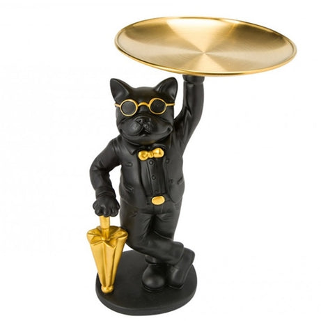 RESIN CAT HOLDING TRAY BLACK/GOLDEN