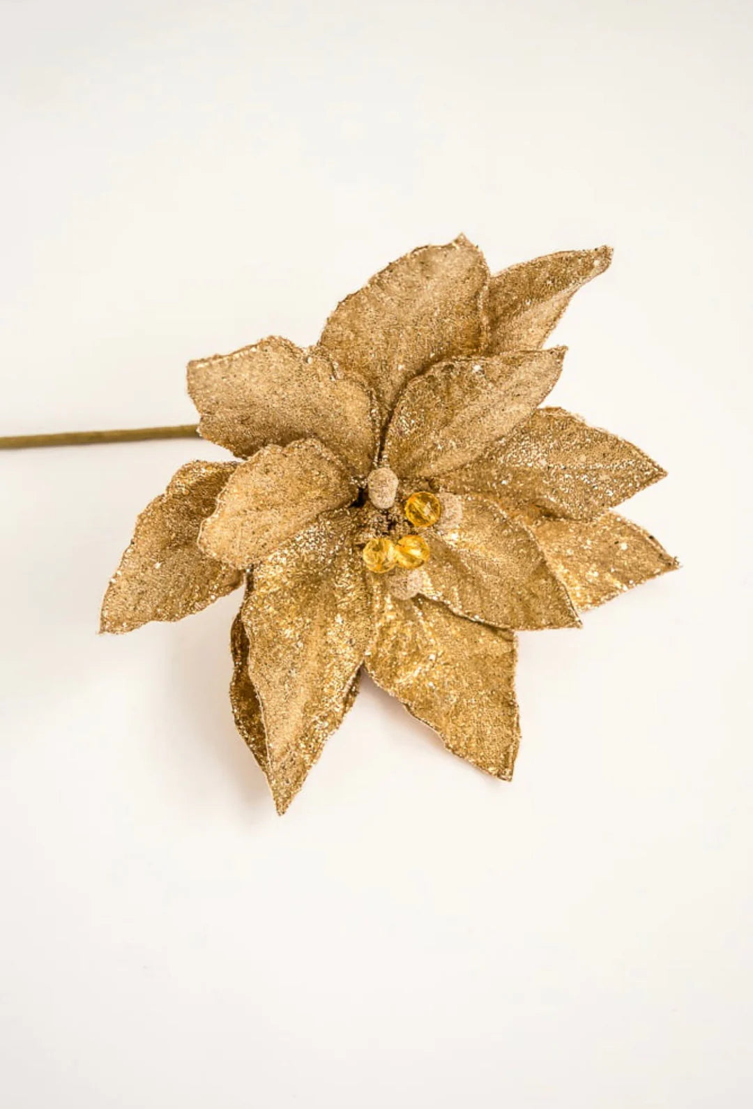 Flower beaded poinsettia stem gold / rose gold